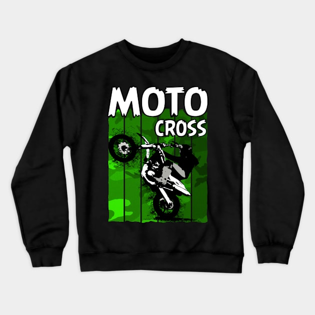 Motocross Camo Design, Motocross Rider, Motocross Crewneck Sweatshirt by Jakavonis